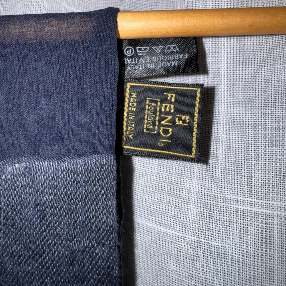 Fendi Elegant Navy Silk Scarf